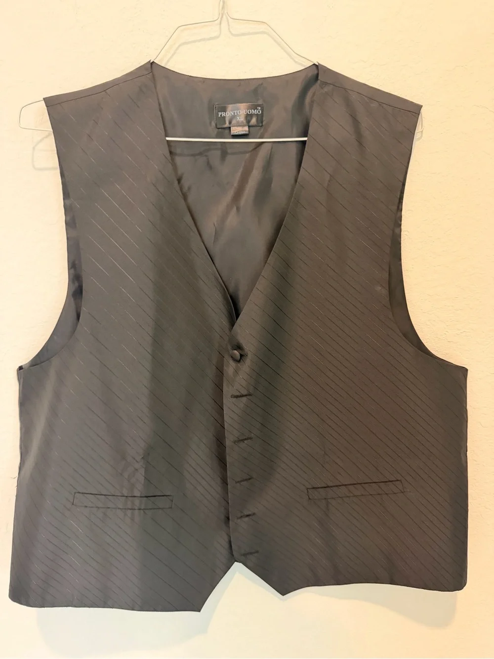 Pronto Uomo Black Pinstripe Men's Dress Vest